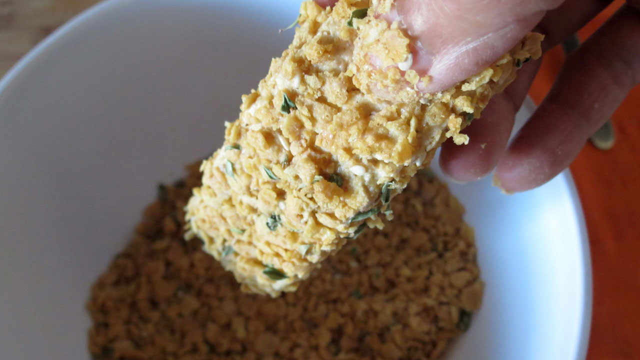 Tofu panado com Corn Flakes