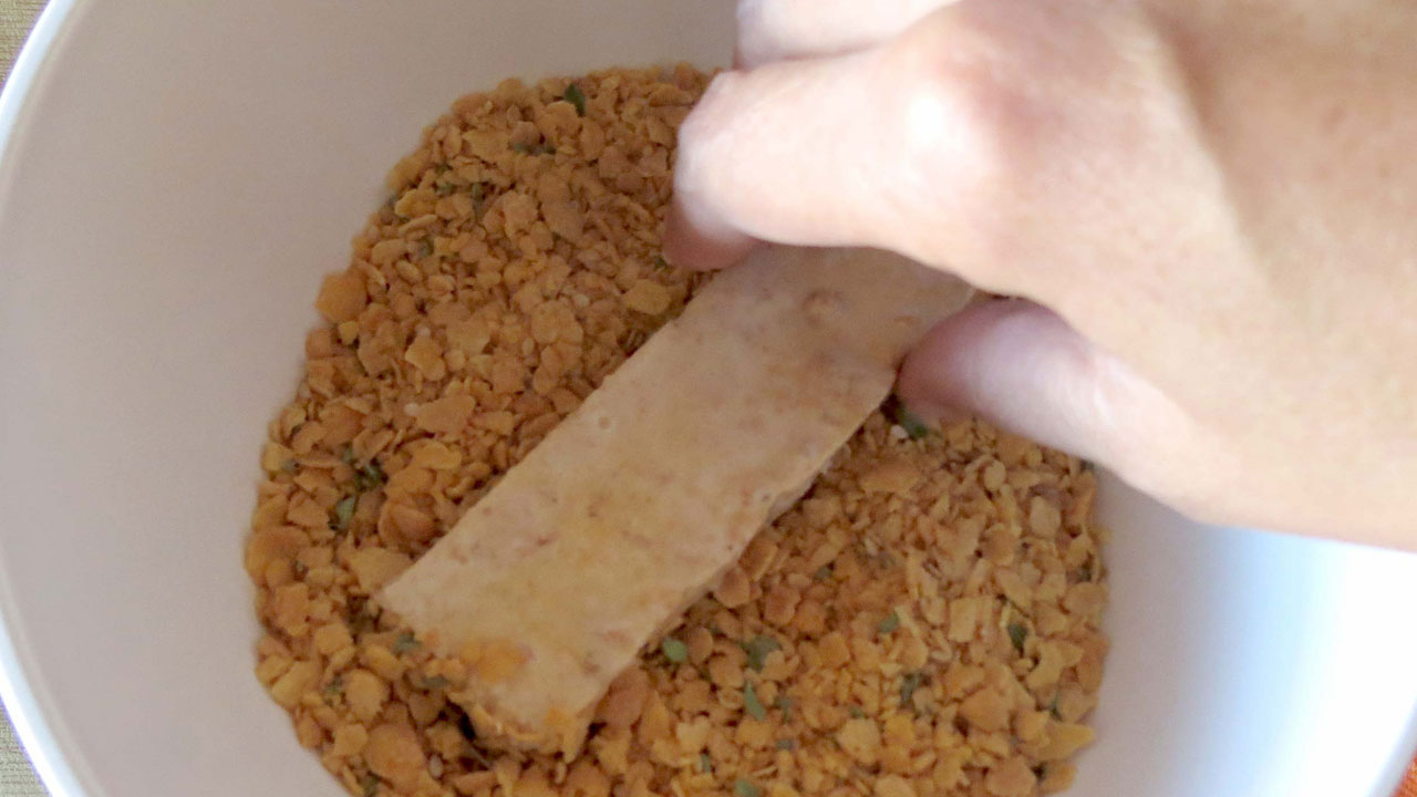 Tofu panado com Corn Flakes